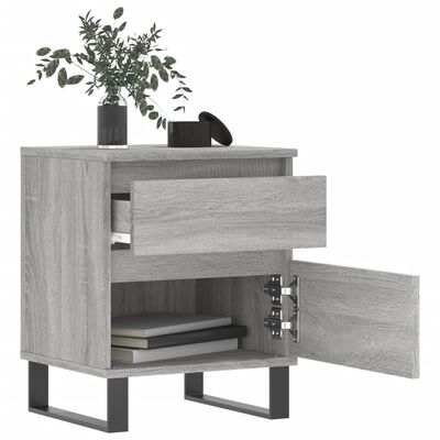 vidaXL Mesita de noche 2 uds madera ingeniería gris Sonoma 40x35x50 cm