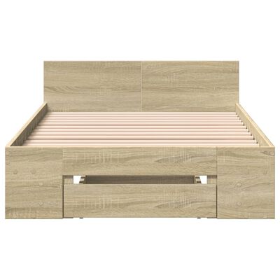 vidaXL Cama con cajón madera ingeniería roble Sonoma 90x200 cm