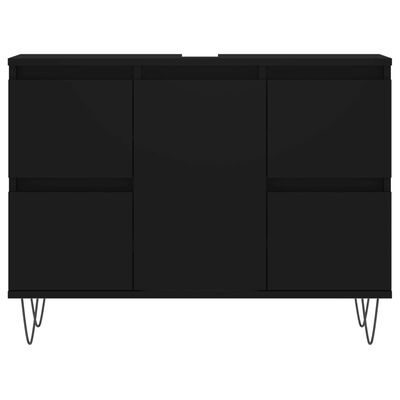 vidaXL Mueble de baño madera de ingeniería negro 80x33x60 cm