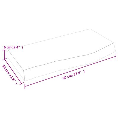 vidaXL Encimera de baño madera maciza sin tratar 60x30x(2-6) cm