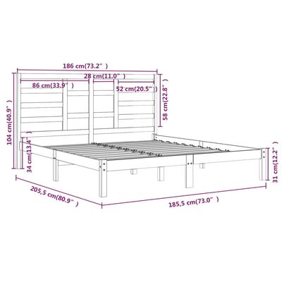 vidaXL Estructura de cama sin colchón madera maciza 180x200 cm