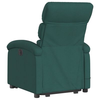 vidaXL Sillón masaje eléctrico reclinable elevable tela verde oscuro