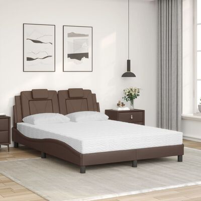 vidaXL Cama con colchón cuero sintético marrón 120x200 cm