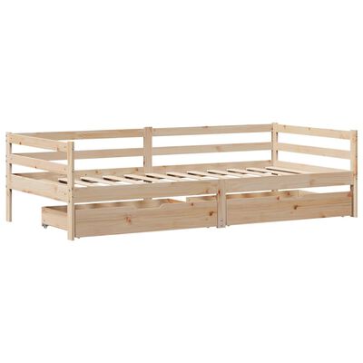 vidaXL Sofá cama con cajones madera maciza de pino 90x200 cm