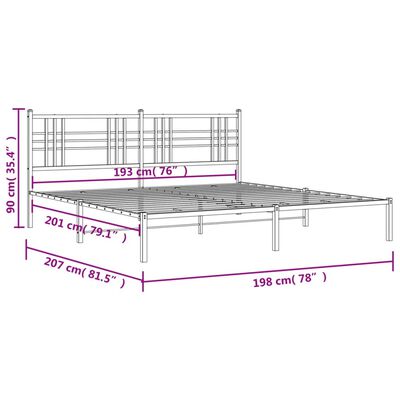 vidaXL Estructura cama sin colchón con cabecero metal negro 193x203 cm