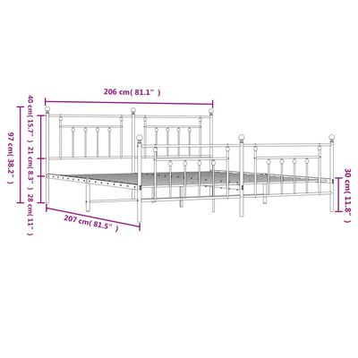 vidaXL Estructura cama sin colchón con estribo metal blanco 200x200 cm