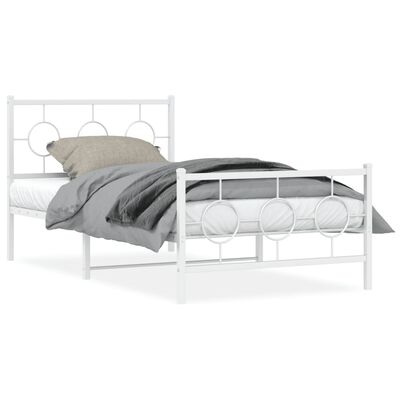 vidaXL Estructura cama sin colchón con estribo metal blanco 100x200 cm