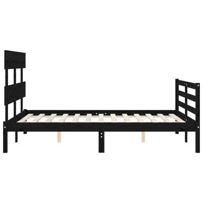 vidaXL Estructura de cama con cabecero madera maciza negro 120x200 cm