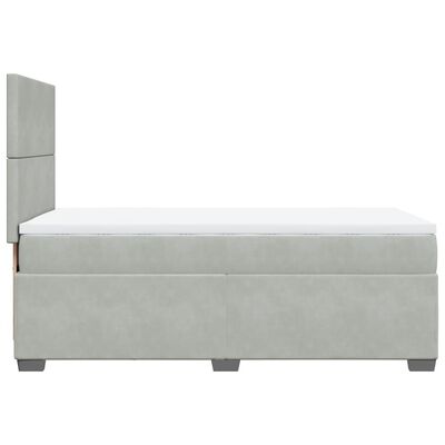 vidaXL Cama box spring con colchón terciopelo gris claro 100x200 cm