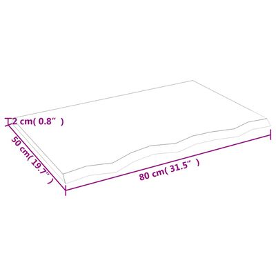 vidaXL Encimera de baño madera maciza sin tratar 80x50x2 cm