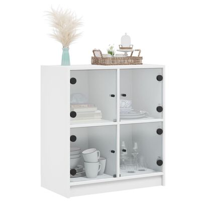 vidaXL Armario auxiliar con puertas de vidrio blanco 68x37x75,5 cm