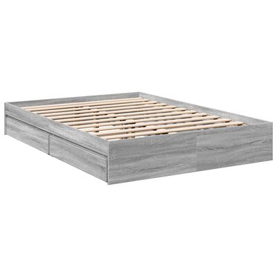 vidaXL Cama con cajones madera ingeniería gris Sonoma 120x200 cm