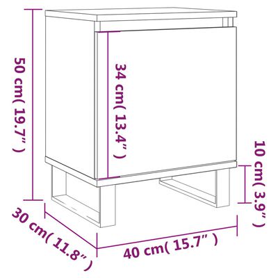 vidaXL Mesita de noche madera de ingeniería gris Sonoma 40x30x50 cm