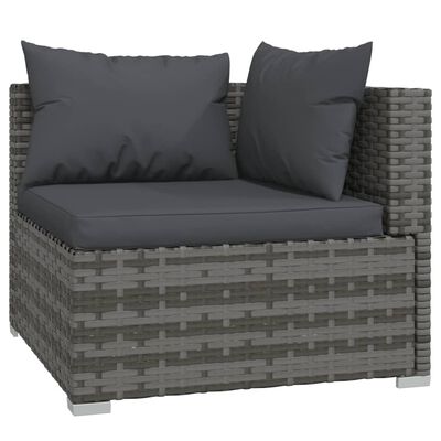 vidaXL Set de muebles de jardín 6 pzas y cojines ratán sintético gris