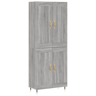 vidaXL Aparador alto madera contrachapada gris sonoma 69,5x34x180 cm