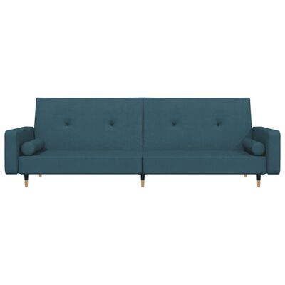 vidaXL Sofá cama de 2 plazas con dos almohadas terciopelo azul