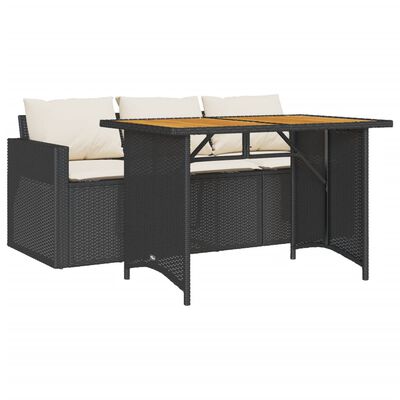 vidaXL Set comedor de jardín 2 pzas con cojines ratán sintético negro