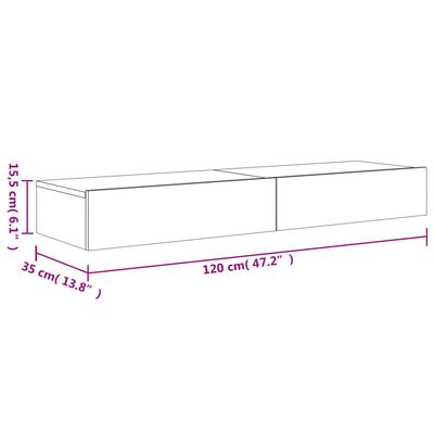 vidaXL Mueble de TV con luces LED 2 uds gris hormigón 60x35x15,5 cm