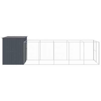 vidaXL Caseta perros con corral acero galvanizado gris 214x661x181 cm