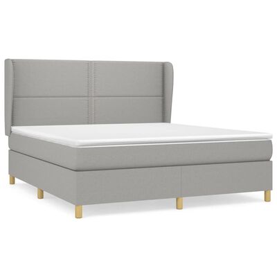 vidaXL Cama box spring con colchón tela gris claro 160x200 cm