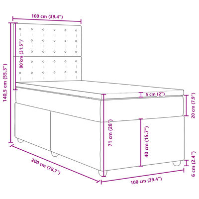 vidaXL Cama box spring con colchón tela negro 100x200 cm