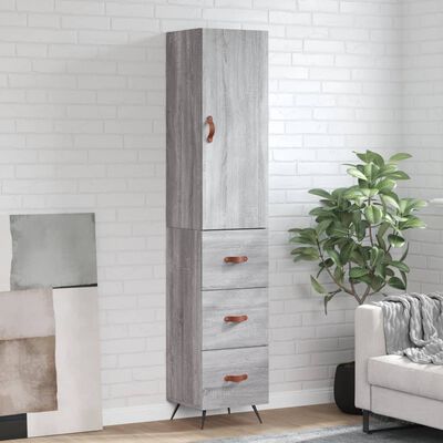 vidaXL Aparador alto madera contrachapada gris Sonoma 34,5x34x180 cm