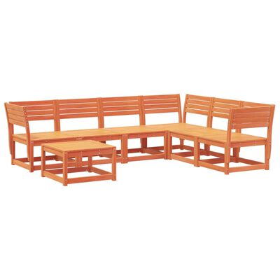 vidaXL Juego de muebles jardín 7 pzas madera maciza pino marrón cera