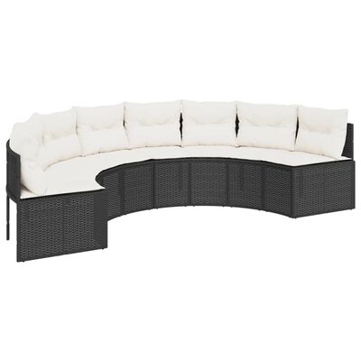 vidaXL Set de sofá de jardín semicircular 3 pzas ratán sintético negro