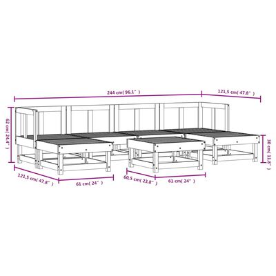 vidaXL Juego de muebles de jardín 7 pzas madera de pino impregnada