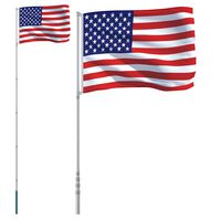 vidaXL Mástil y bandera de Estados Unidos aluminio 5,55 m