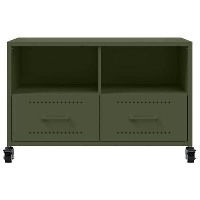 vidaXL Mueble de TV de acero verde oliva 68x39x43,5 cm