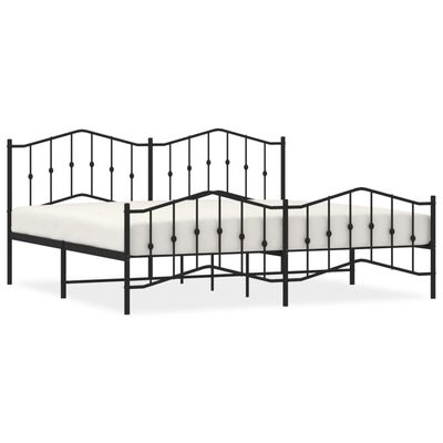 vidaXL Estructura cama sin colchón con estribo metal negro 193x203 cm