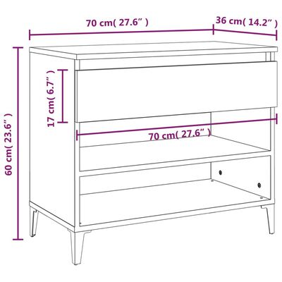 vidaXL Mueble zapatero madera contrachapada roble marrón 70x36x60 cm