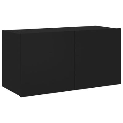 vidaXL Mueble de TV de pared con luces LED negro 80x35x41 cm