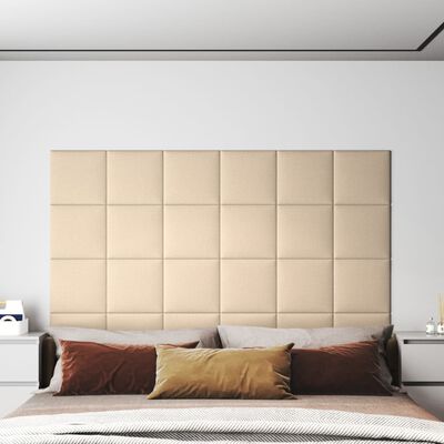 vidaXL Paneles de pared 12 uds tela color crema 30x30 cm 1,08 m²