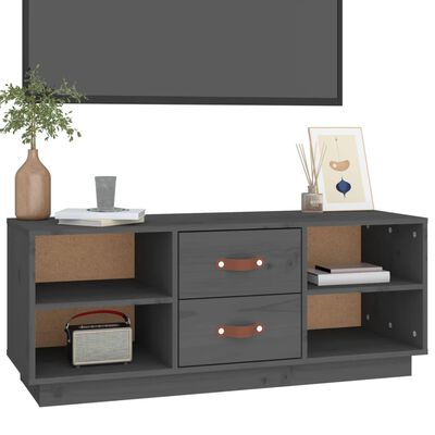 vidaXL Mueble de TV de madera maciza de pino gris 100x34x40 cm