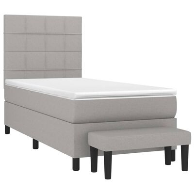 vidaXL Cama box spring con colchón tela gris claro 90x190 cm