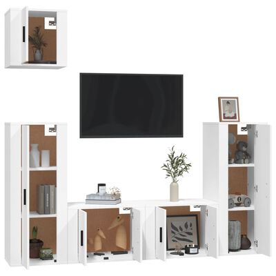 vidaXL Set de muebles para TV 5 piezas madera contrachapada blanco