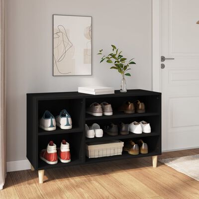 vidaXL Mueble zapatero madera contrachapada negro 102x36x60 cm