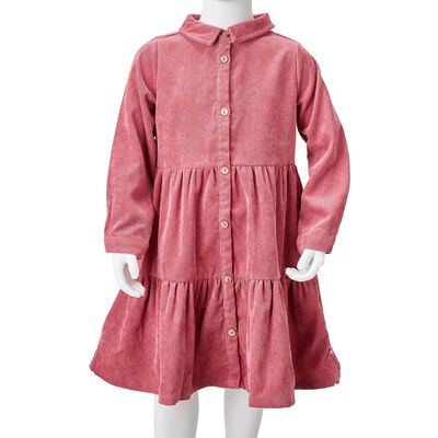 Vestido infantil de manga larga de pana rosa palo 140