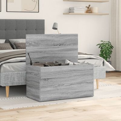 vidaXL Baúl de almacenaje madera contrachapada gris Sonoma 84x42x46 cm