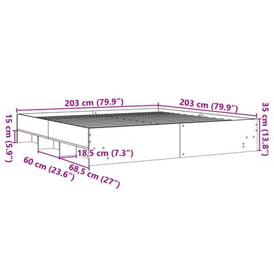 vidaXL Estructura de cama madera de ingeniería roble Sonoma 200x200 cm