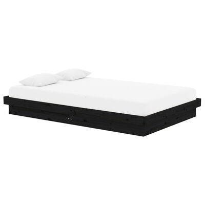 vidaXL Estructura de cama madera maciza negra 120x190 cm