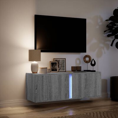 vidaXL Mueble de TV de pared con luces LED gris Sonoma 100x31x35 cm