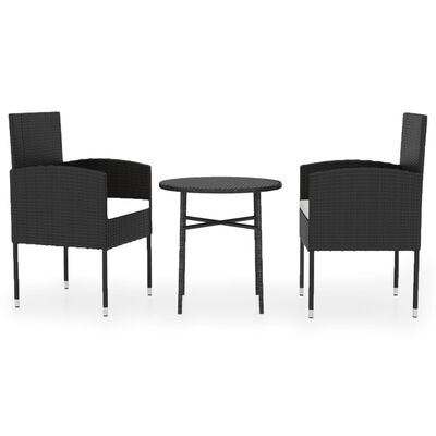 vidaXL Juego de comedor para jardín 3 piezas ratán sintético negro