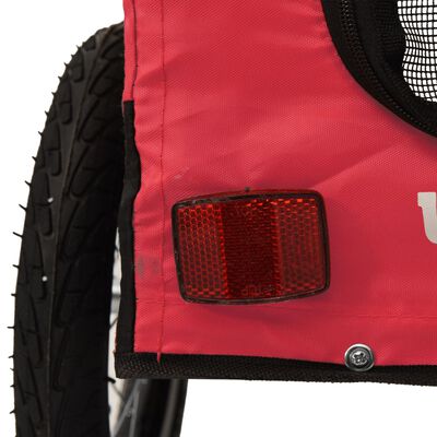 vidaXL Remolque de bicicleta mascotas hierro tela Oxford rojo negro