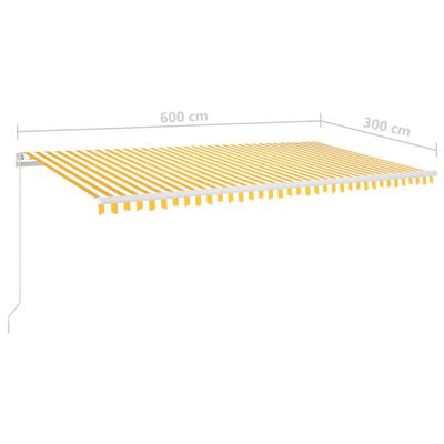 vidaXL Toldo retráctil manual con luz LED amarillo y blanco 600x300 cm