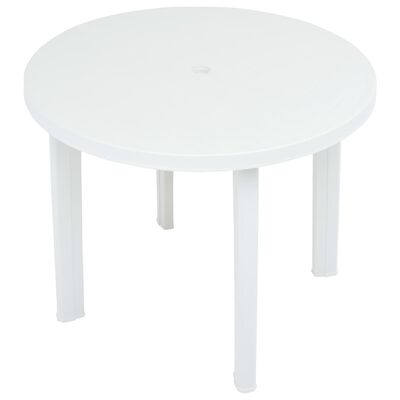 vidaXL Mesa de jardín de plástico blanco 89 cm