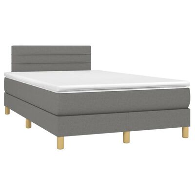 vidaXL Cama box spring con colchón tela gris oscuro 120x200 cm