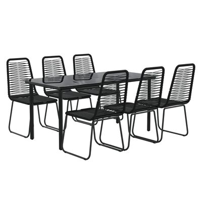 vidaXL Juego de comedor para jardín 7 piezas negro